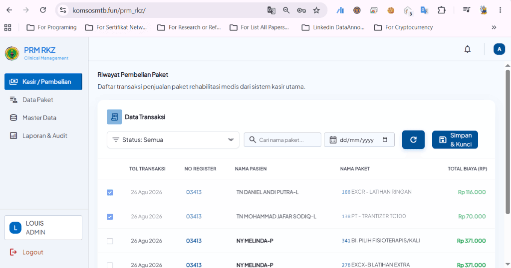 PRM RKZ Real UI Dashboard Screenshot